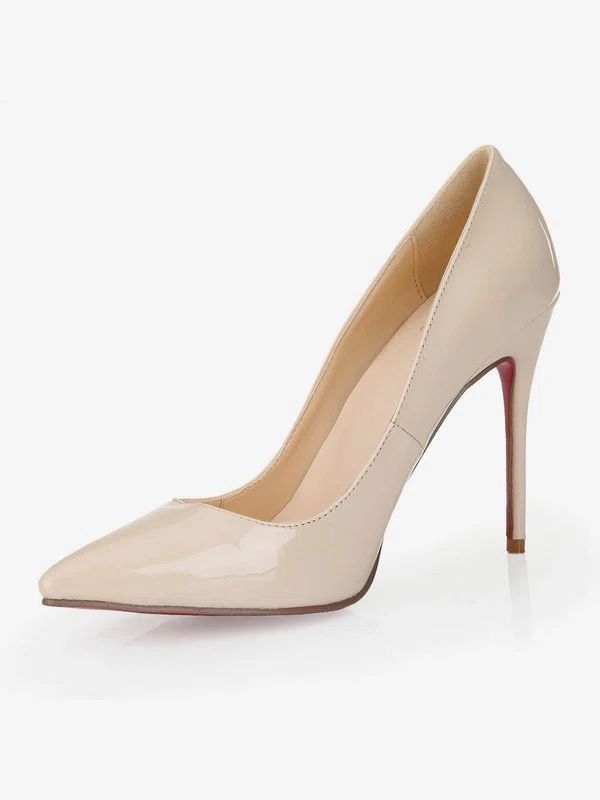 Women's Beige Patent Leather Closed Toe/Pumps #Milly03030250