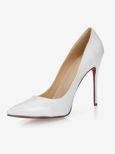 Women's White Patent Leather Pumps/Closed Toe #Milly03030251