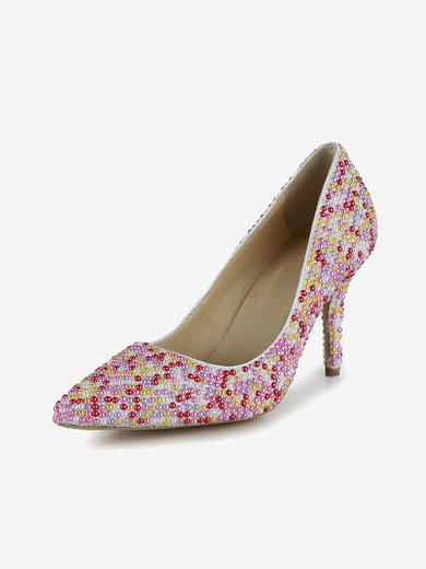 Women's Multi-color Patent Leather Closed Toe/Pumps with Imitation Pearl #Milly03030257