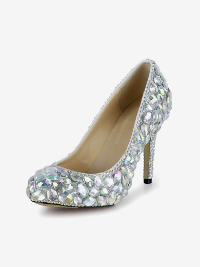 Women's Multi-color Patent Leather Pumps/Closed Toe with Crystal/Crystal Heel #Milly03030260
