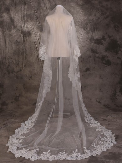 One-tier Ivory Cathedral Bridal Veils with Sequin #Milly03010066