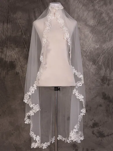 One-tier Ivory Waltz Bridal Veils with Applique #Milly03010069