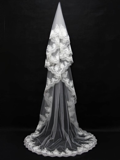 One-tier White/Ivory Chapel Bridal Veils with Sequin #Milly03010107