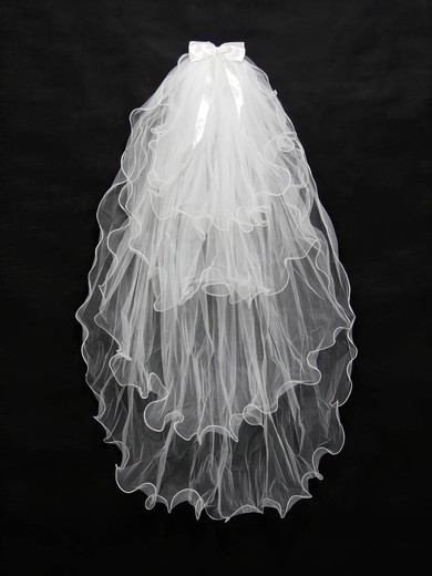 Four-tier Ivory/White Elbow Bridal Veils with Satin Bow #Milly03010116
