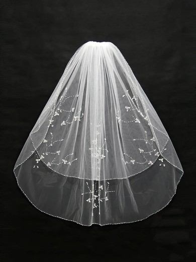 Two-tier White/Ivory Elbow Bridal Veils with Beading/Sequin #Milly03010138