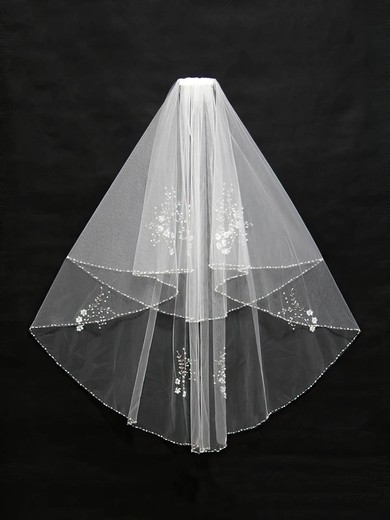 Two-tier Ivory/White Elbow Bridal Veils with Beading/Sequin #Milly03010139