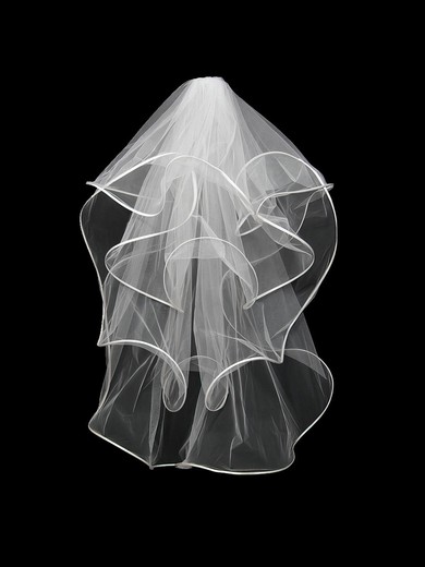Four-tier White Fingertip Bridal Veils with Bone Binding #Milly03010145