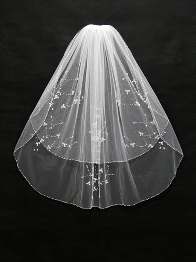 Two-tier White/Ivory Elbow Bridal Veils with Beading/Sequin #Milly03010158