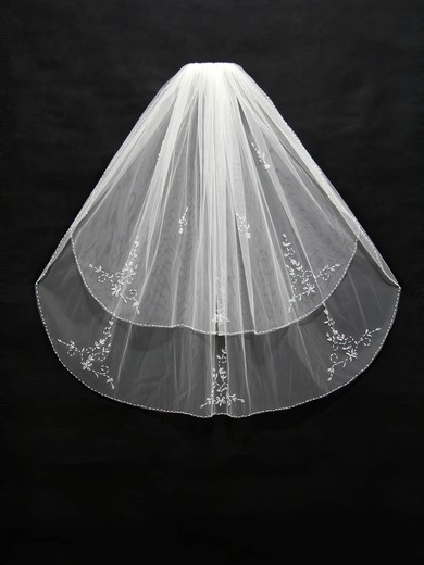 Two-tier White/Ivory Elbow Bridal Veils with Sequin/Beading #Milly03010164