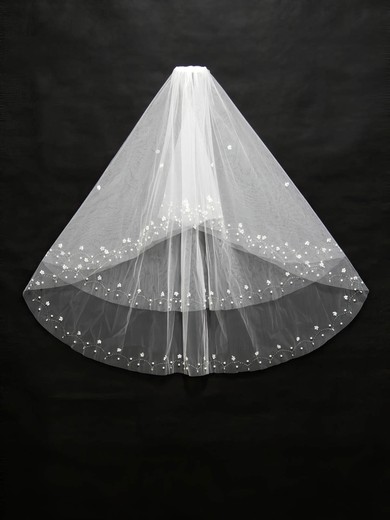Two-tier White/Ivory Elbow Bridal Veils with Beading/Sequin/Faux Pearl #Milly03010169
