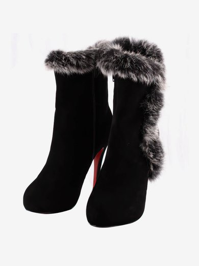 Women's Black Suede Pumps with Fur #Milly03030265