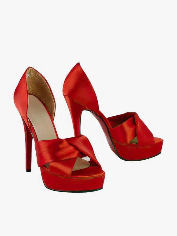 Women's Red Satin Pumps with Ruched #Milly03030272
