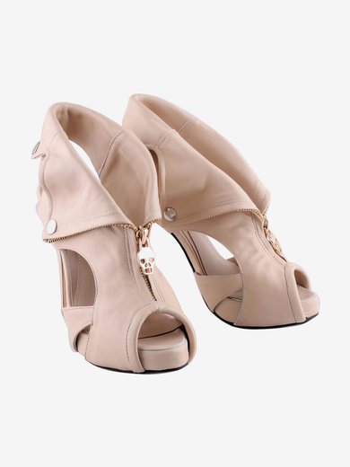 Women's Apricot Suede Pumps with Zipper #Milly03030279
