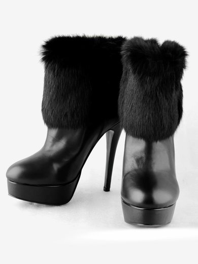 Women's Black Suede Pumps with Fur/Zipper #Milly03030282