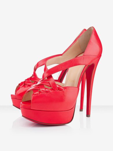 Women's Red Real Leather Pumps #Milly03030287