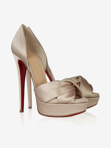 Women's Champagne Satin Pumps with Ruched #Milly03030293
