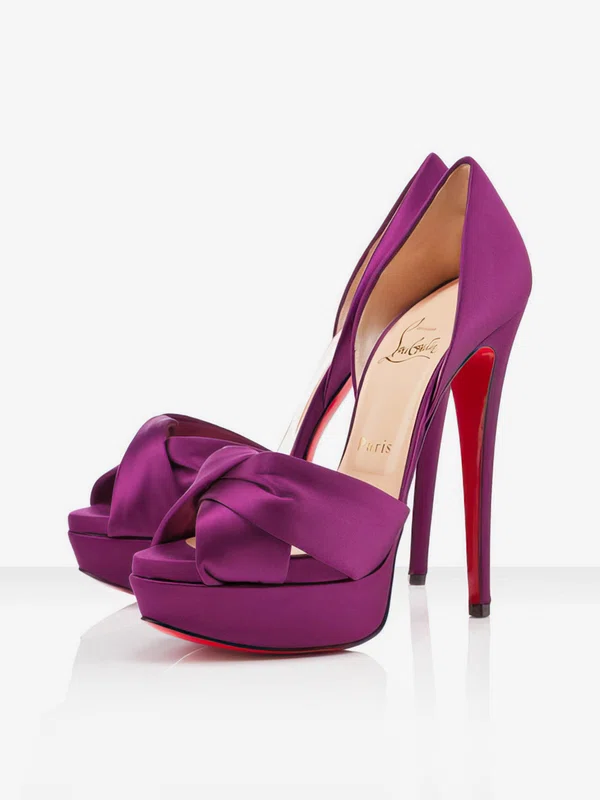Women's Purple Satin Pumps with Ruched #Milly03030295
