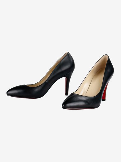 Women's Black Real Leather Pumps #Milly03030297
