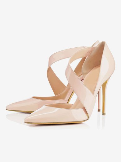 Women's Pale Pink Patent Leather Pumps #Milly03030314