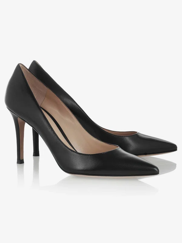 Women's Black Real Leather Pumps #Milly03030320