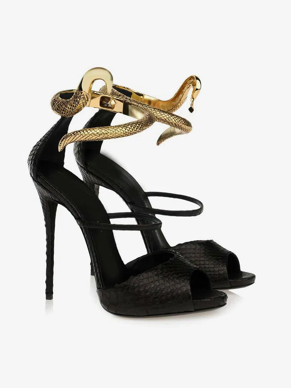 Women's Black Real Leather Sandals #Milly03030330