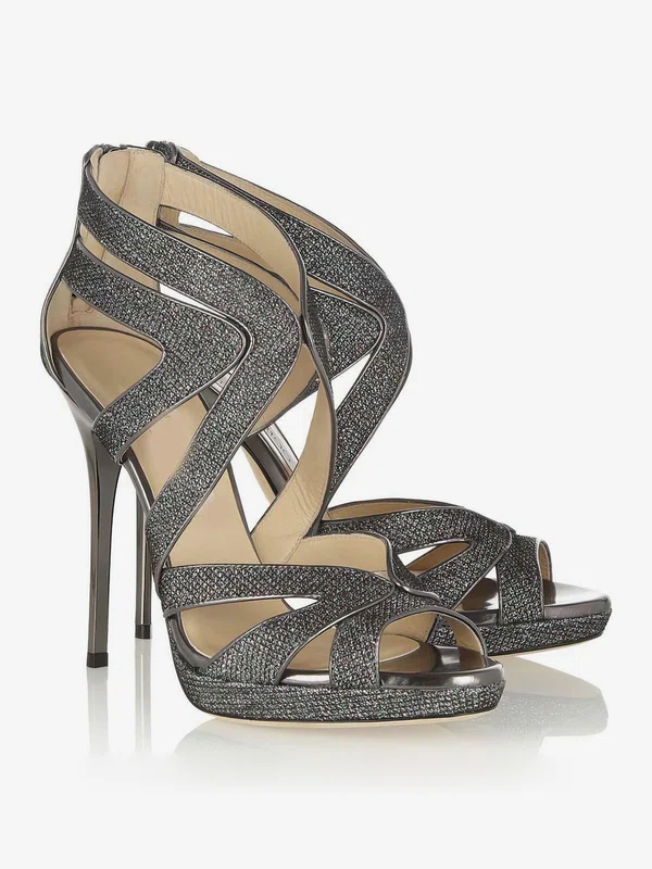 Women's Gray Sparkling Glitter Pumps with Zipper #Milly03030334
