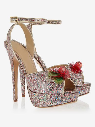 Women's Multi-color Sparkling Glitter Pumps with Rhinestone/Buckle/Flower #Milly03030345
