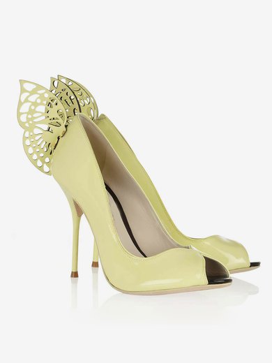 Women's Yellow Patent Leather Peep Toe with Rivet #Milly03030348
