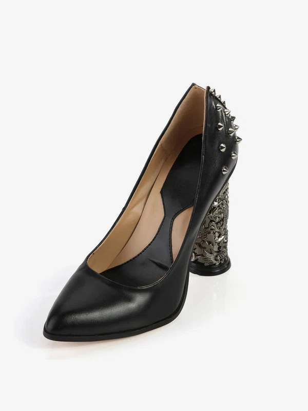 Women's Black Real Leather Closed Toe with Rivet #Milly03030361