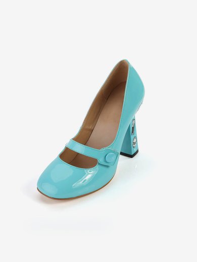Women's Blue Patent Leather Closed Toe with Rhinestone #Milly03030367