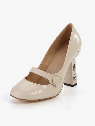 Women's  Patent Leather Closed Toe with Rhinestone #Milly03030368