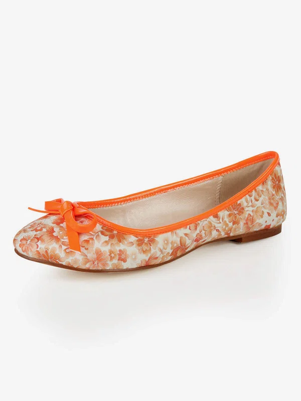 Women's Orange Cloth Closed Toe with Bowknot #Milly03030373