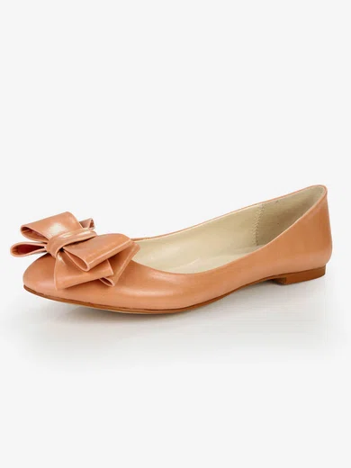 Women's  Patent Leather Closed Toe with Bowknot #Milly03030385