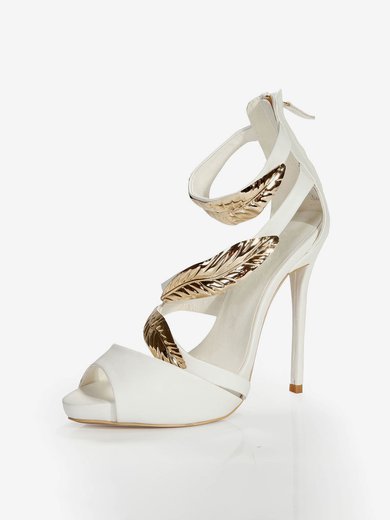 Women's White Real Leather Pumps with Zipper #Milly03030389