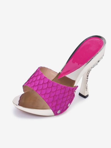 Women's Fuchsia Leatherette Pumps with Crystal Heel #Milly03030393