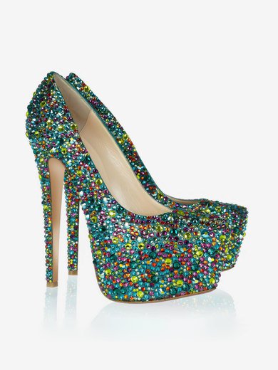 Women's  Real Leather Platform with Crystal/Crystal Heel #Milly03030400