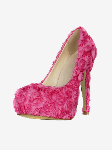 Women's Fuchsia Lace Pumps with Flower #Milly03030409