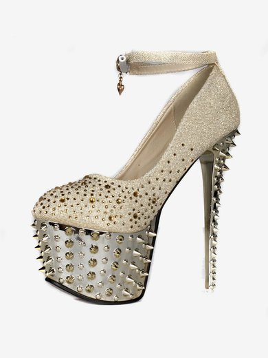 Women's  Sparkling Glitter Pumps with Crystal/Sparkling Glitter/Rivet #Milly03030412