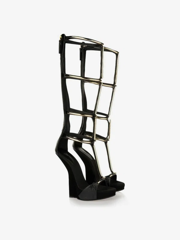 Women's Black Real Leather Sandals #Milly03030432