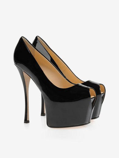 Women's Black Patent Leather Pumps #Milly03030433