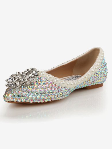 Women's  Patent Leather Flats with Crystal/Pearl #Milly03030438