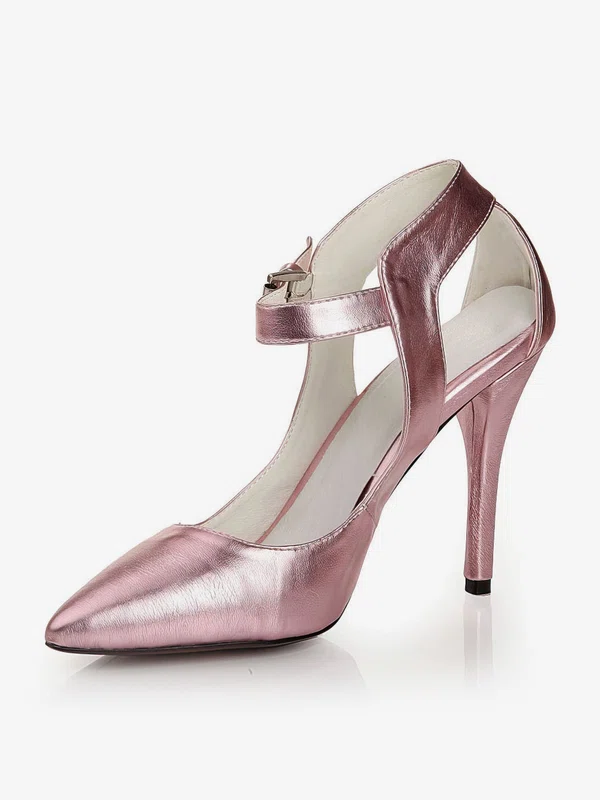 Women's Pink Real Leather Pumps with Buckle #Milly03030445