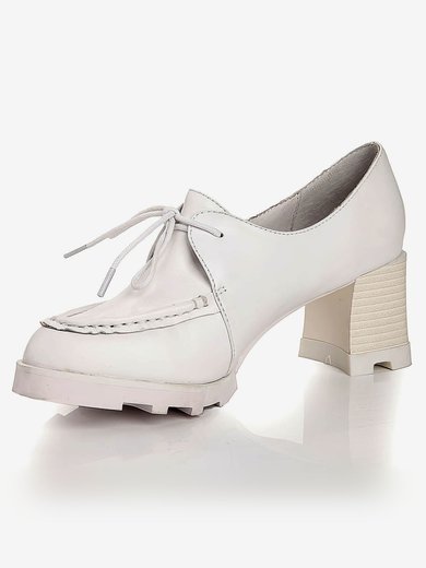 Women's White Real Leather Closed Toe with Lace-up #Milly03030450