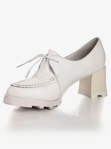 Women's White Real Leather Closed Toe with Lace-up #Milly03030450