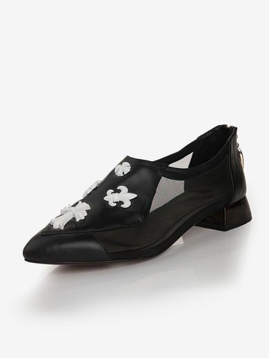 Women's Black Real Leather Closed Toe with Split Joint #Milly03030451
