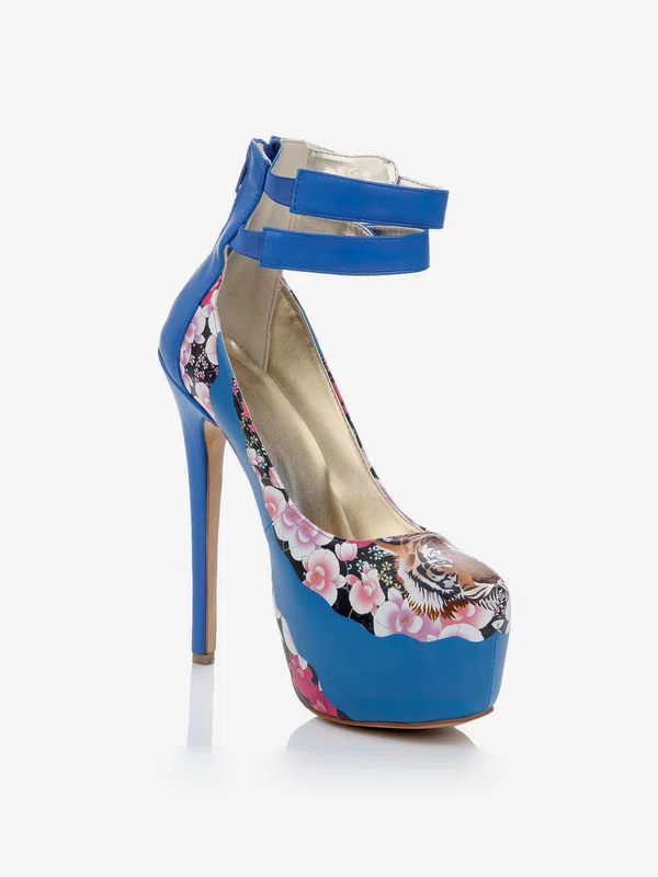 Women's Blue Suede Platform with Animal Print #Milly03030467