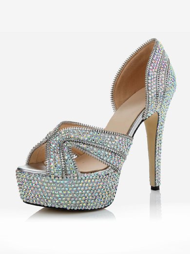 Women's  Real Leather Pumps with Crystal/Crystal Heel #Milly03030482