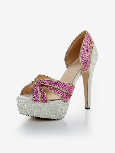 Women's Fuchsia Patent Leather Pumps with Crystal/Crystal Heel #Milly03030483
