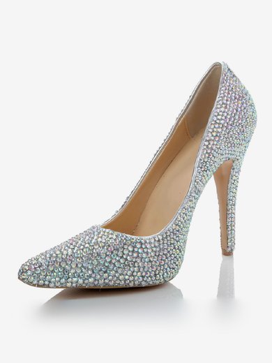 Women's  Real Leather Pumps with Crystal/Crystal Heel #Milly03030485
