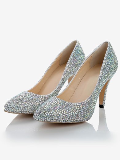 Women's  Real Leather Pumps with Crystal/Crystal Heel #Milly03030486